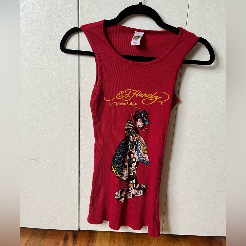 Rare Authentic Vintage Ed Hardy Geisha Tank Top